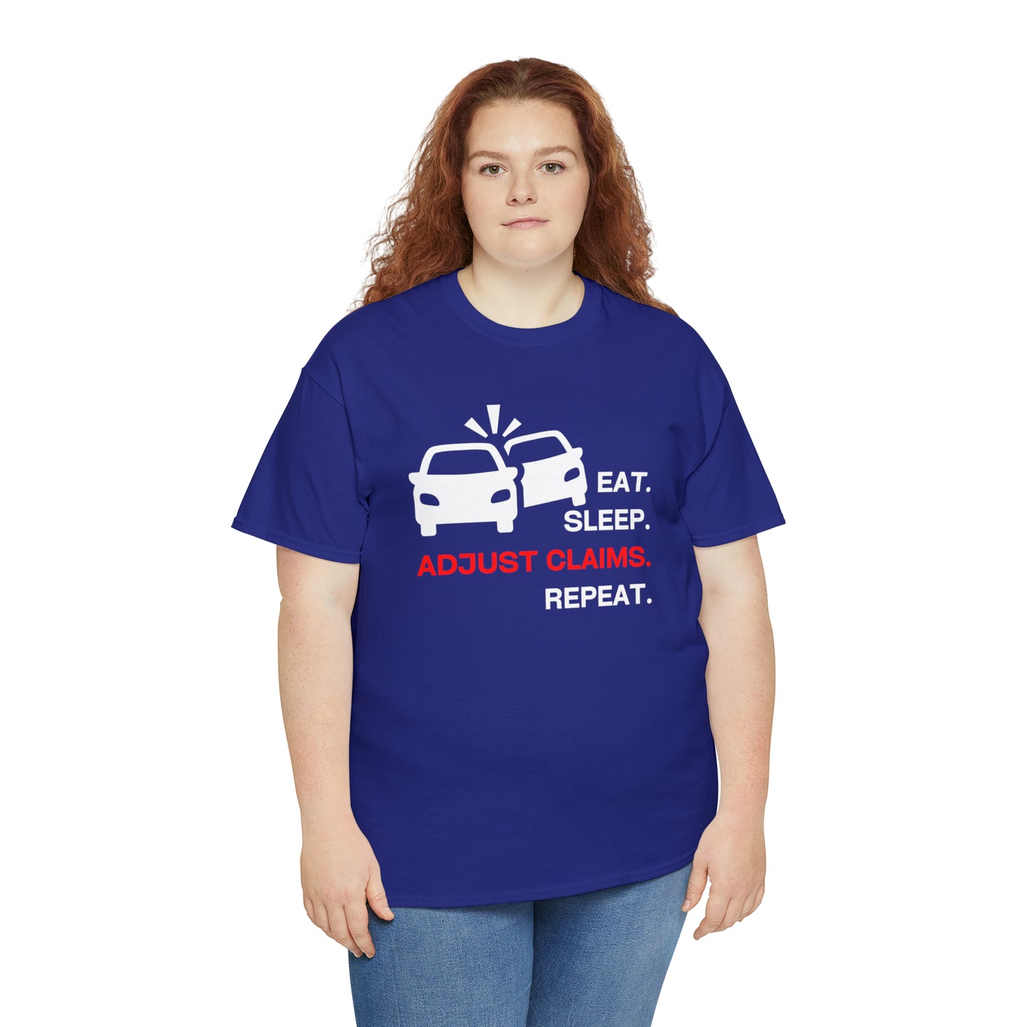 Claims Adjuster (Double Car/ White Print) Unisex Heavy Cotton Tee