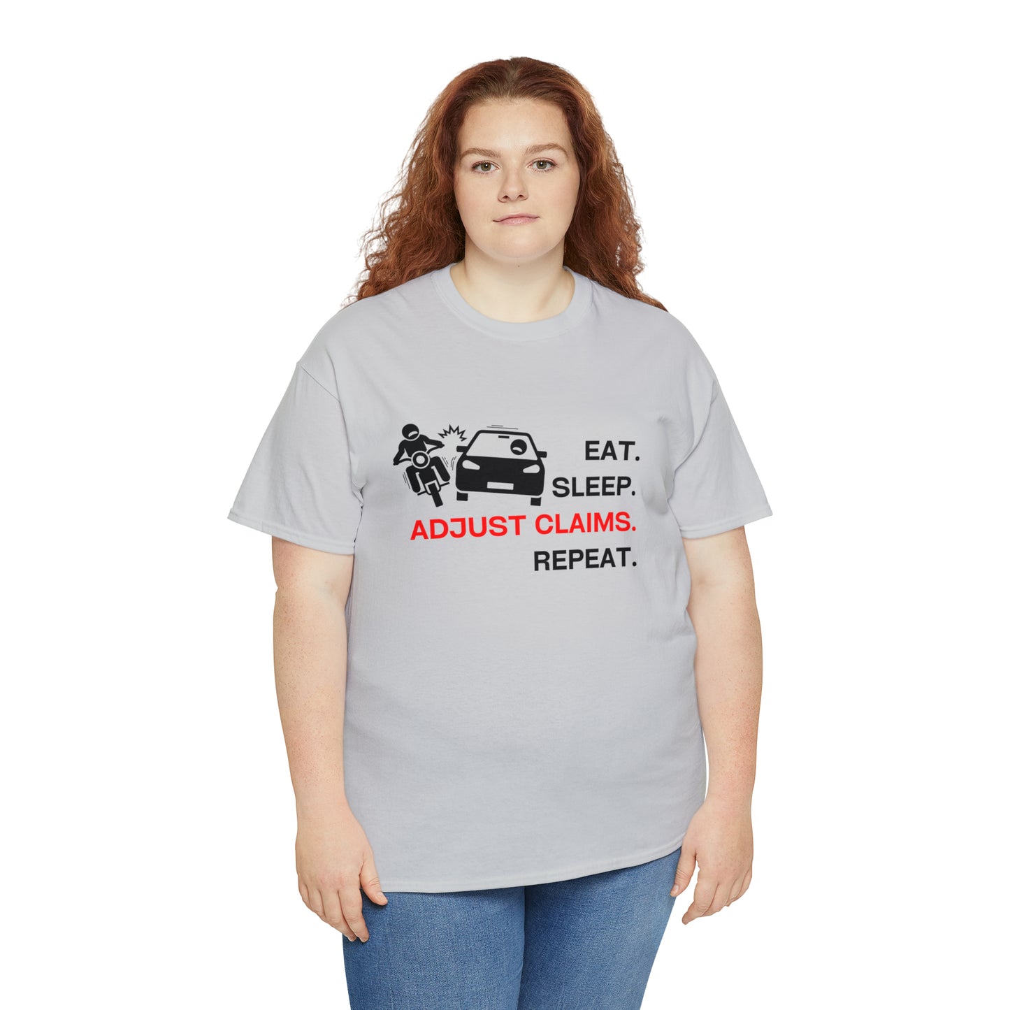Claims Adjuster (Motorcyclist / Car / Black) Unisex Heavy Cotton Tee