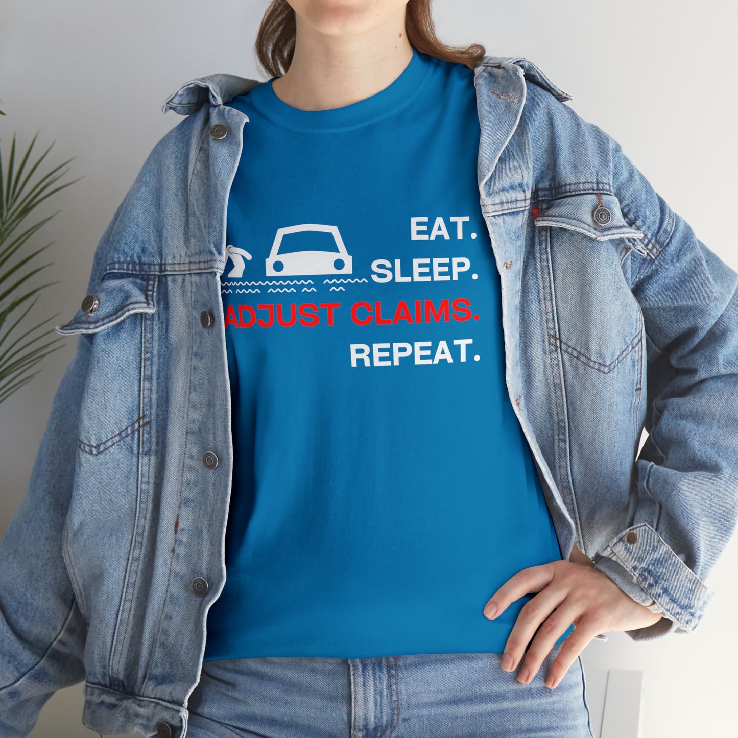 Claims Adjuster (Flooded Car / White) Unisex Heavy Cotton Tee