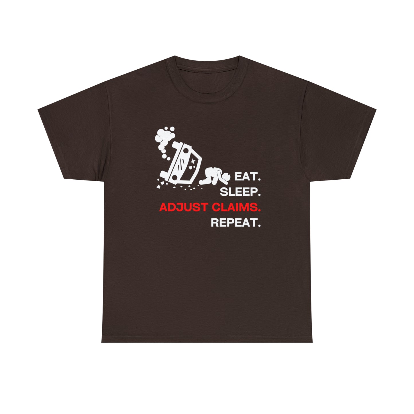 Claims Adjuster (Car Flip/Driver/White) Unisex Heavy Cotton Tee