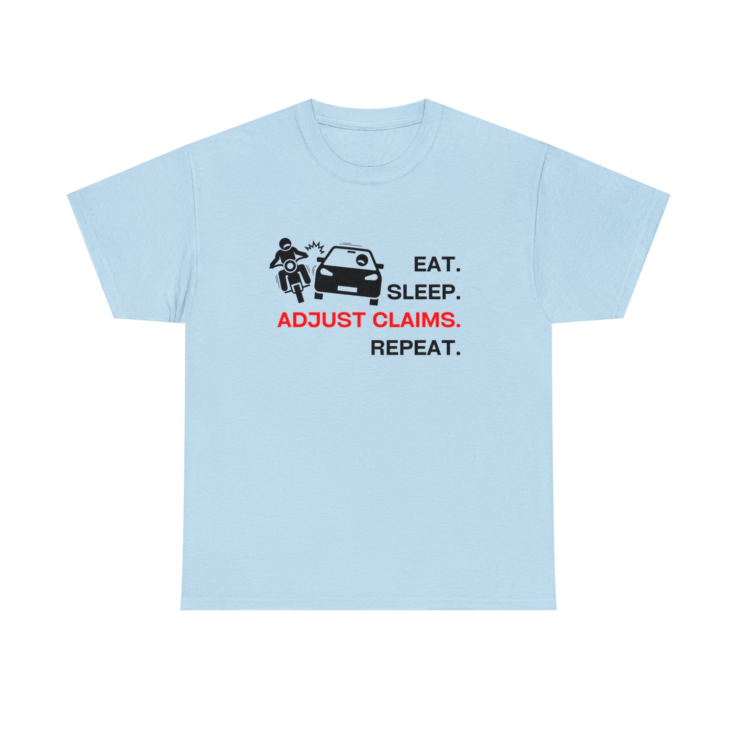 Claims Adjuster (Motorcyclist / Car / Black) Unisex Heavy Cotton Tee