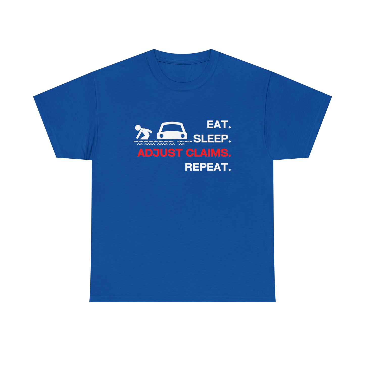 Claims Adjuster (Flooded Car / White) Unisex Heavy Cotton Tee