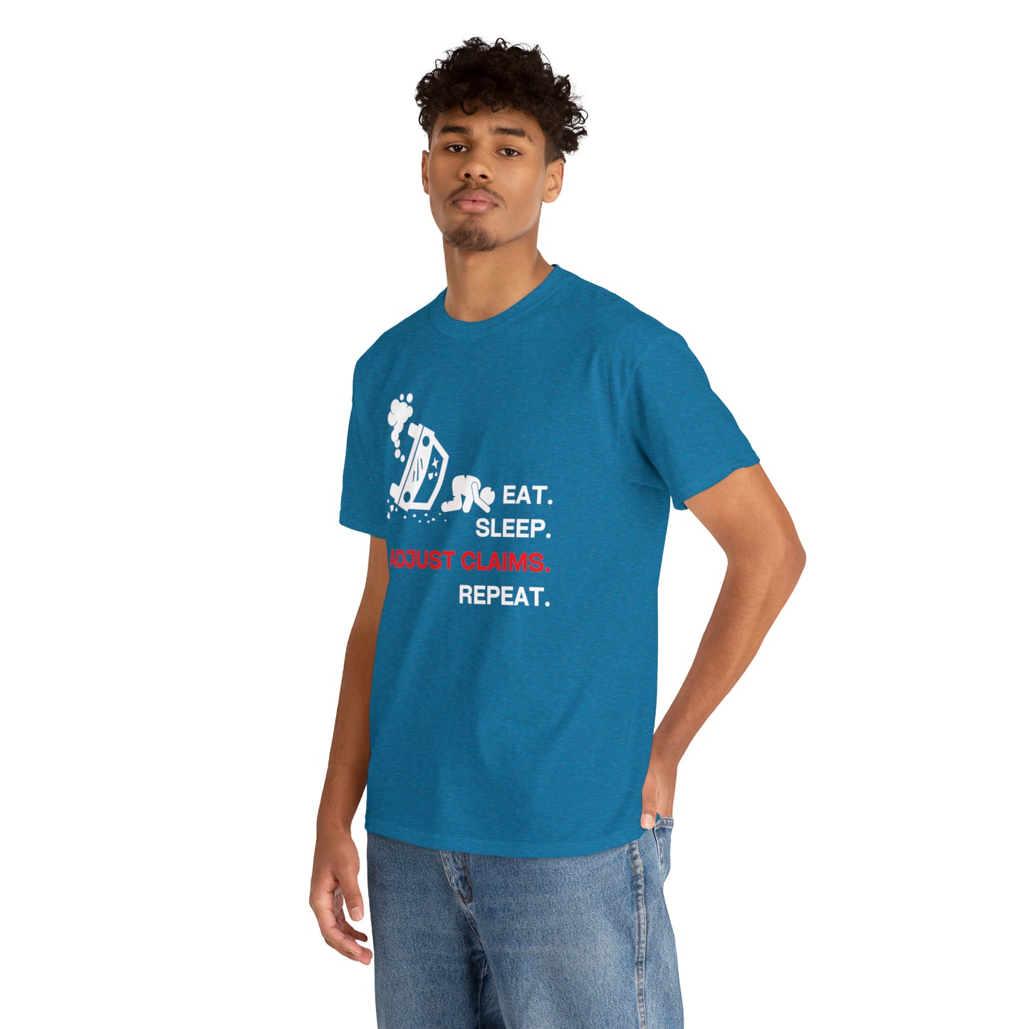 Claims Adjuster (Car Flip/Driver/White) Unisex Heavy Cotton Tee