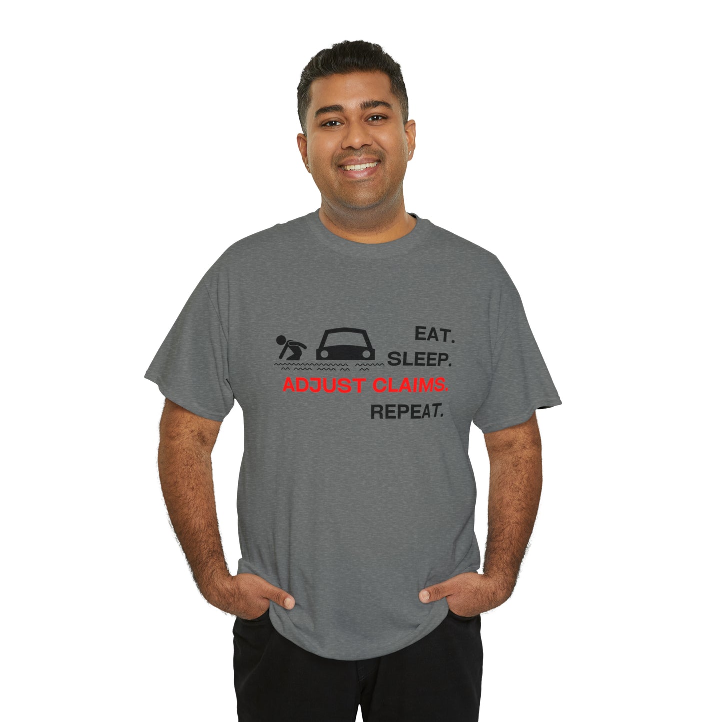 Claims Adjuster (Flooded Car / White) Unisex Heavy Cotton Tee