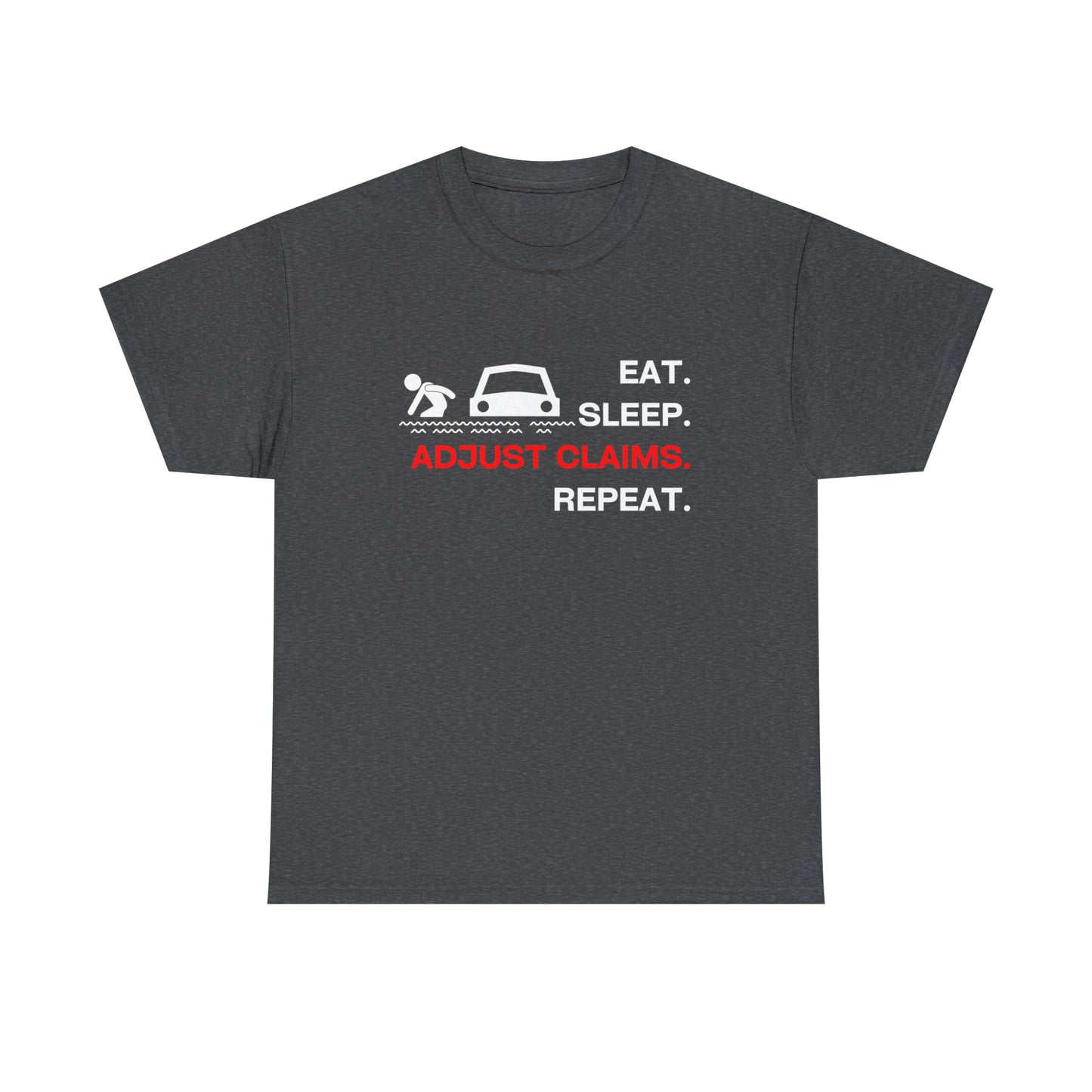 Claims Adjuster (Flooded Car / White) Unisex Heavy Cotton Tee