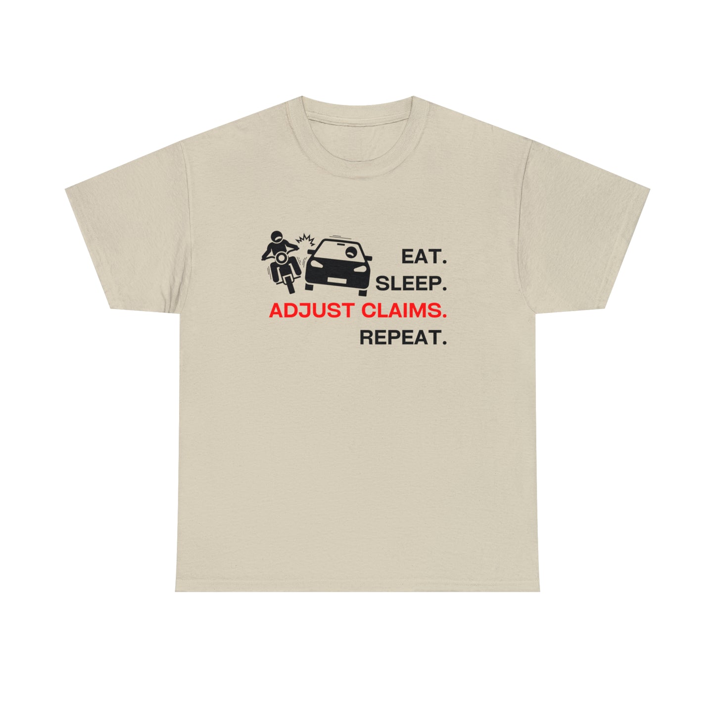 Claims Adjuster (Motorcyclist / Car / Black) Unisex Heavy Cotton Tee