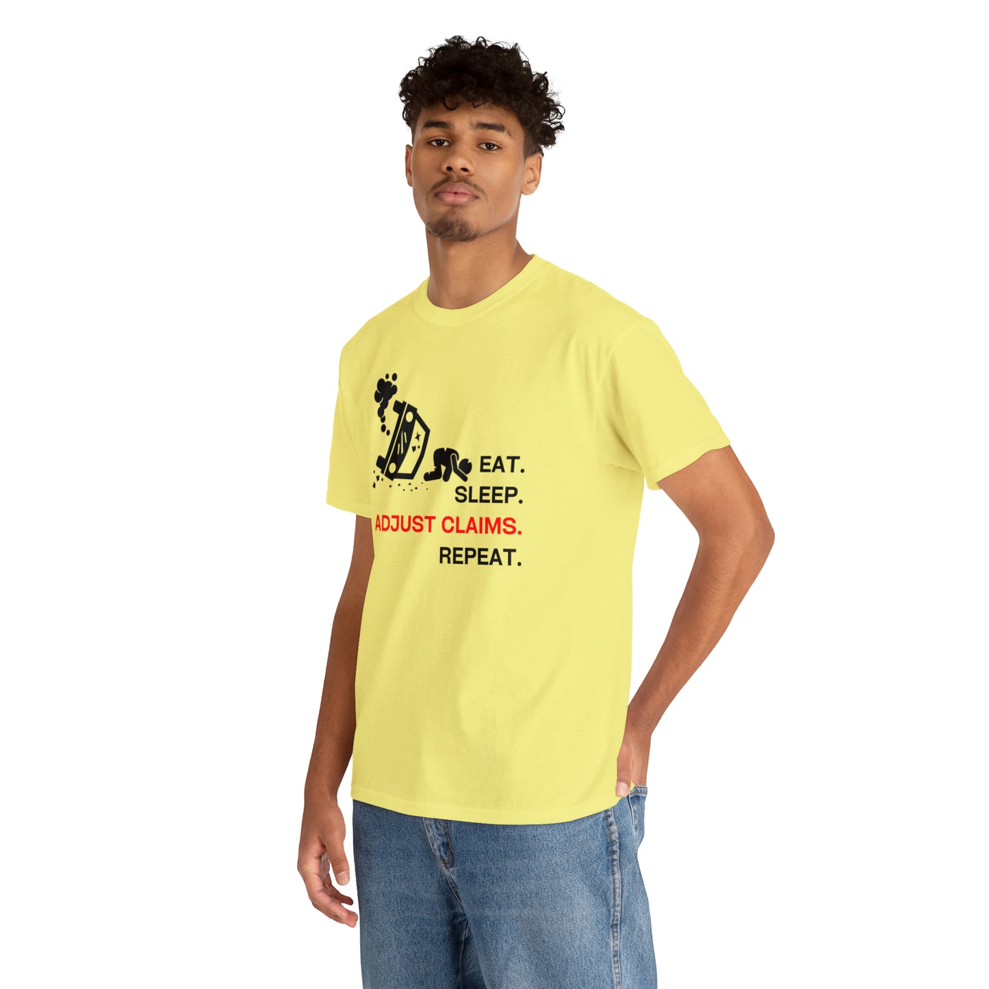 Claims Adjuster (Car Flip/Driver/Black) Unisex Heavy Cotton Tee