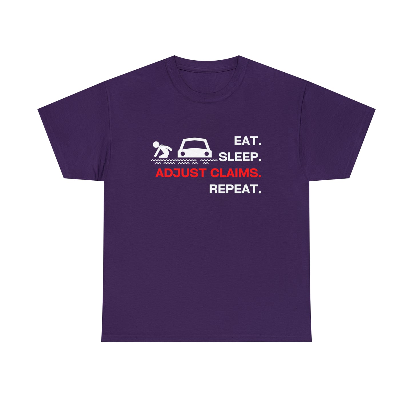 Claims Adjuster (Flooded Car / White) Unisex Heavy Cotton Tee