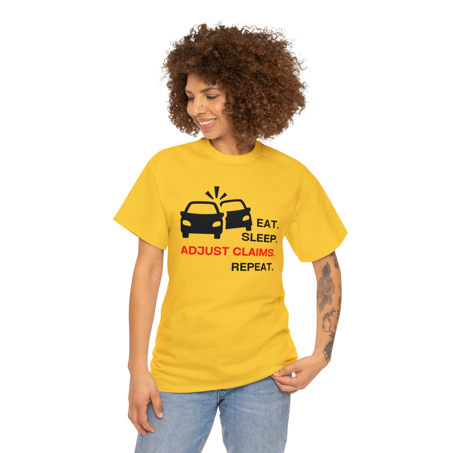 Claims Adjuster (Double Car/ Black Print) Unisex Heavy Cotton Tee
