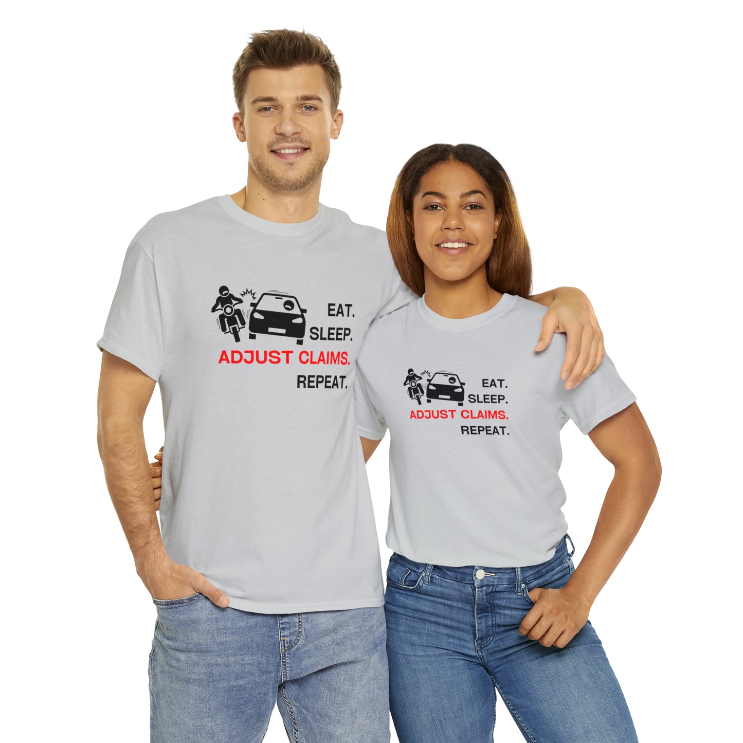 Claims Adjuster (Motorcyclist / Car / Black) Unisex Heavy Cotton Tee