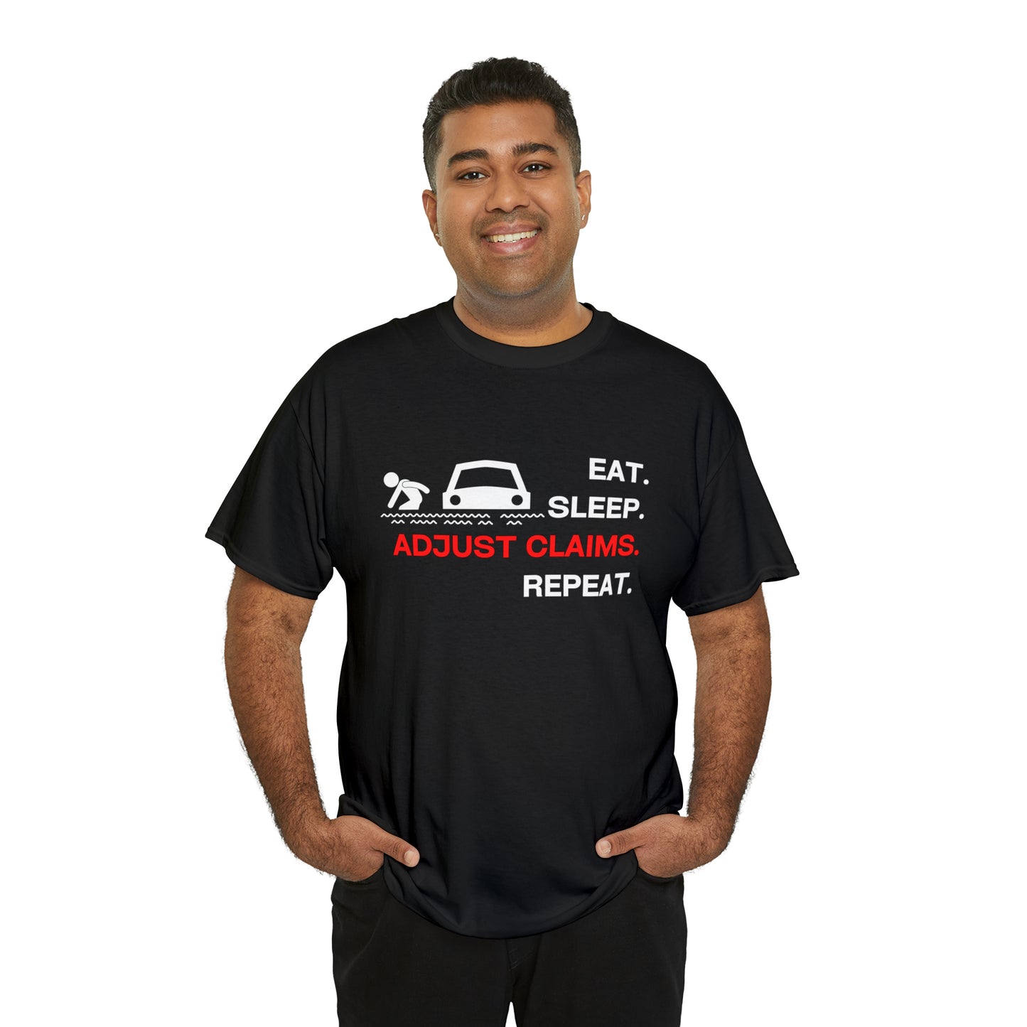 Claims Adjuster (Flooded Car / White) Unisex Heavy Cotton Tee