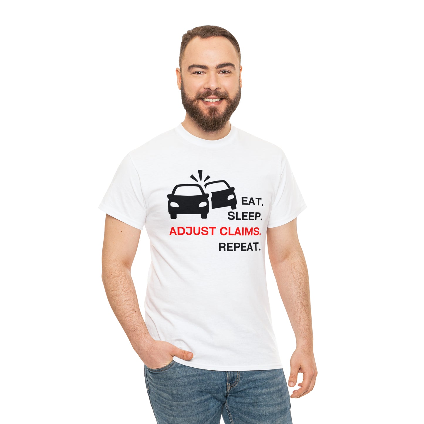 Claims Adjuster (Double Car/ Black Print) Unisex Heavy Cotton Tee