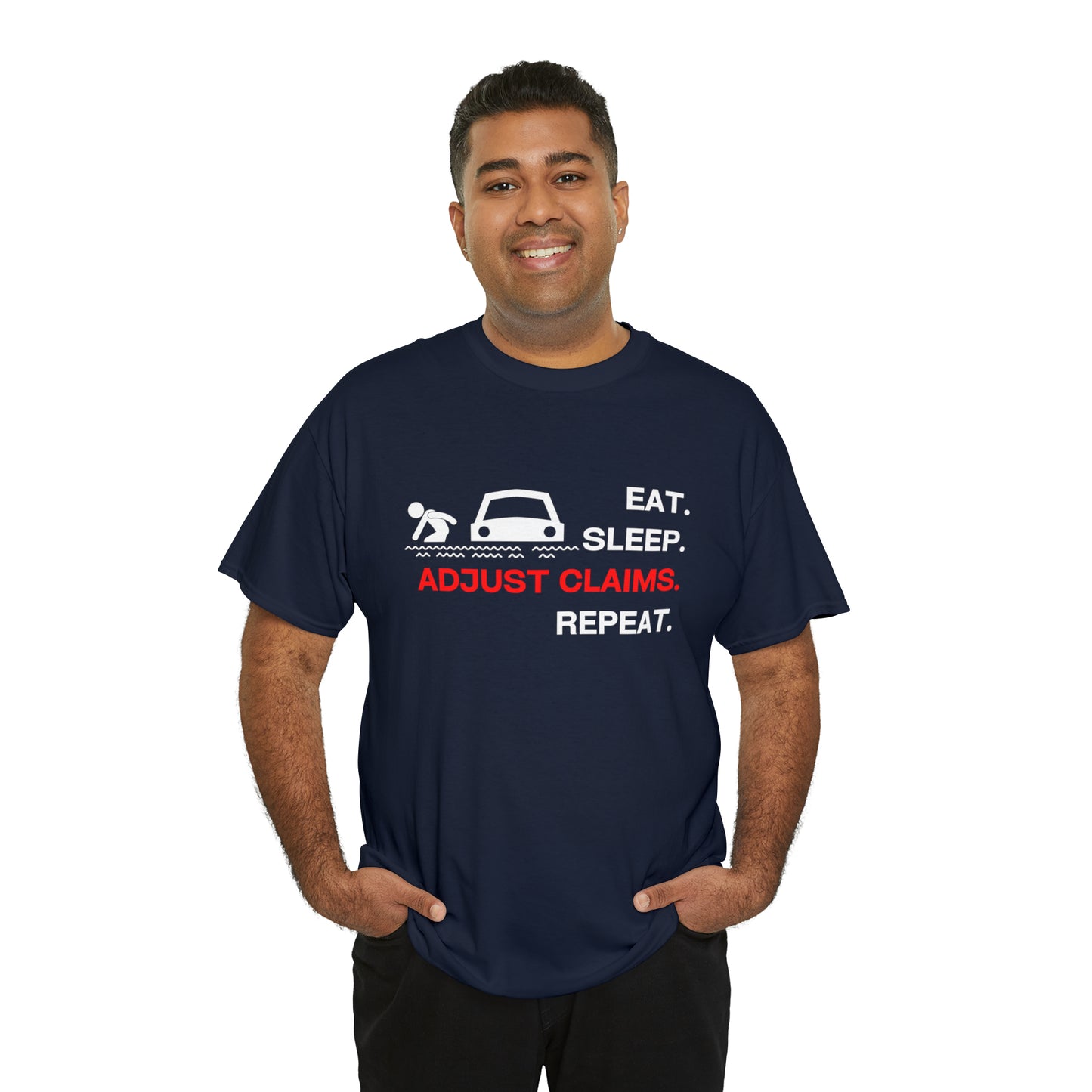 Claims Adjuster (Flooded Car / White) Unisex Heavy Cotton Tee