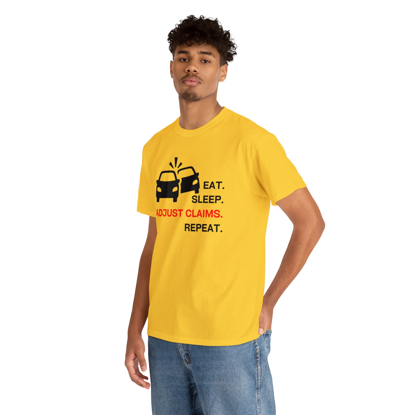Claims Adjuster (Double Car/ Black Print) Unisex Heavy Cotton Tee