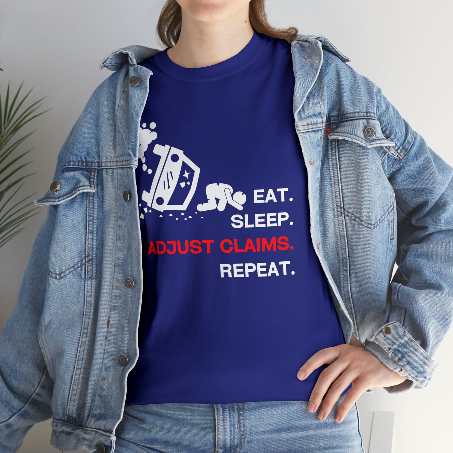 Claims Adjuster (Car Flip/Driver/White) Unisex Heavy Cotton Tee