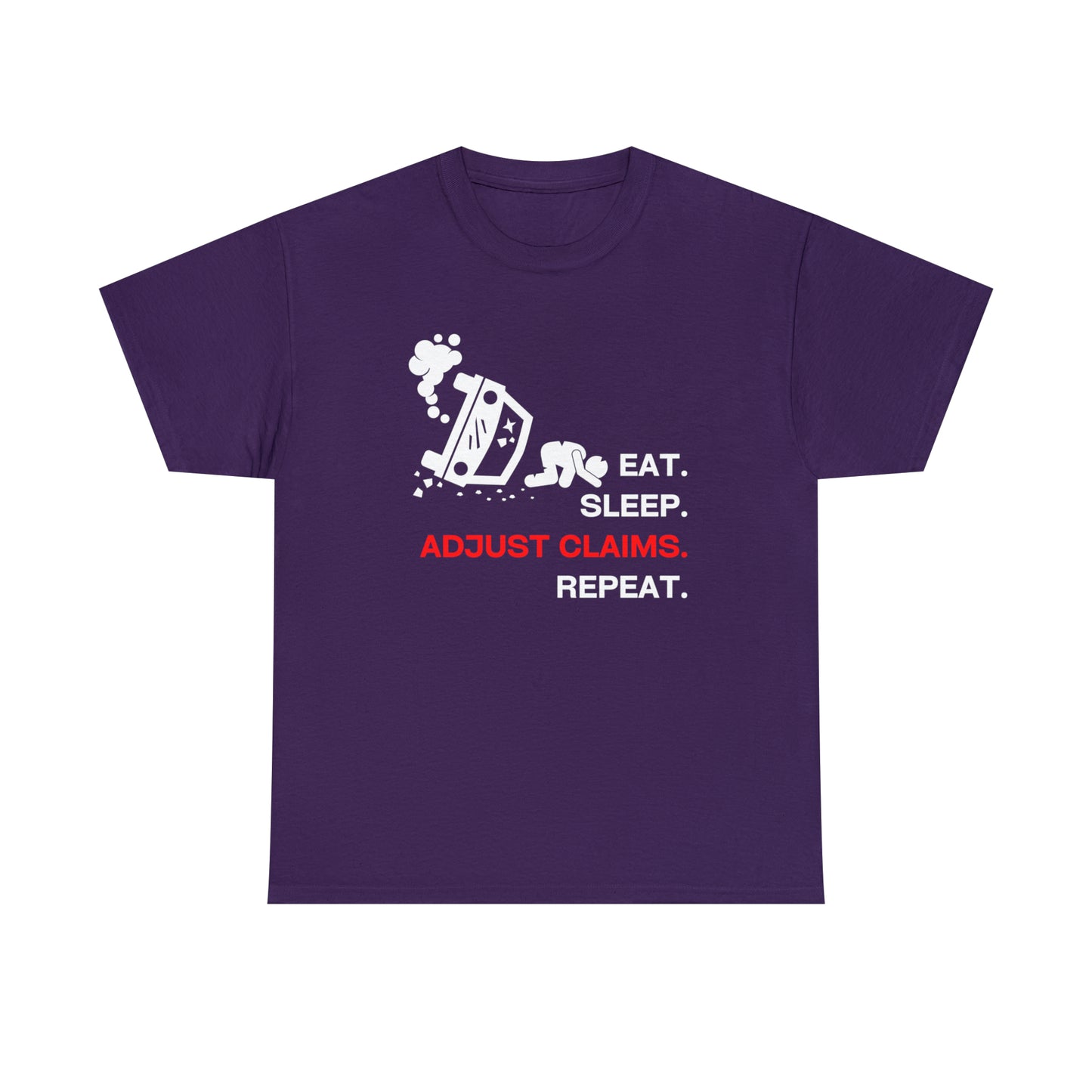 Claims Adjuster (Car Flip/Driver/White) Unisex Heavy Cotton Tee