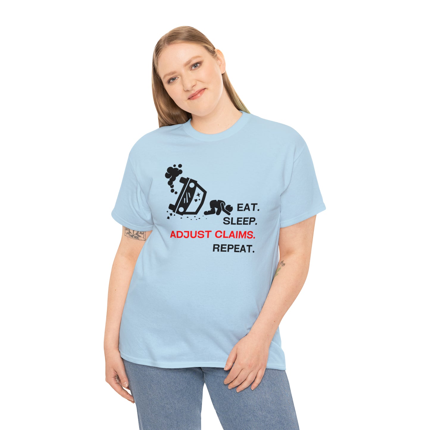 Claims Adjuster (Car Flip/Driver/Black) Unisex Heavy Cotton Tee