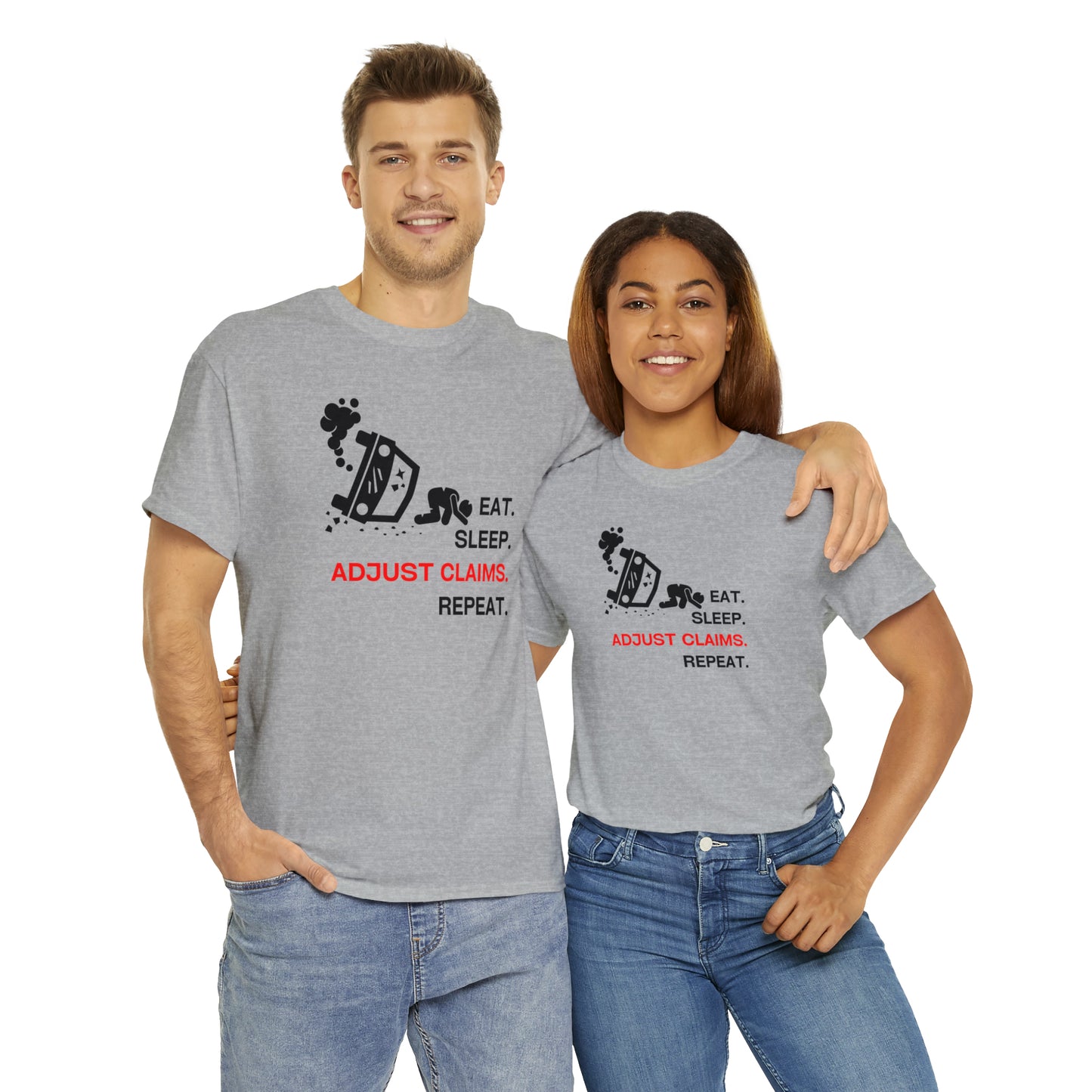 Claims Adjuster (Car Flip/Driver/Black) Unisex Heavy Cotton Tee