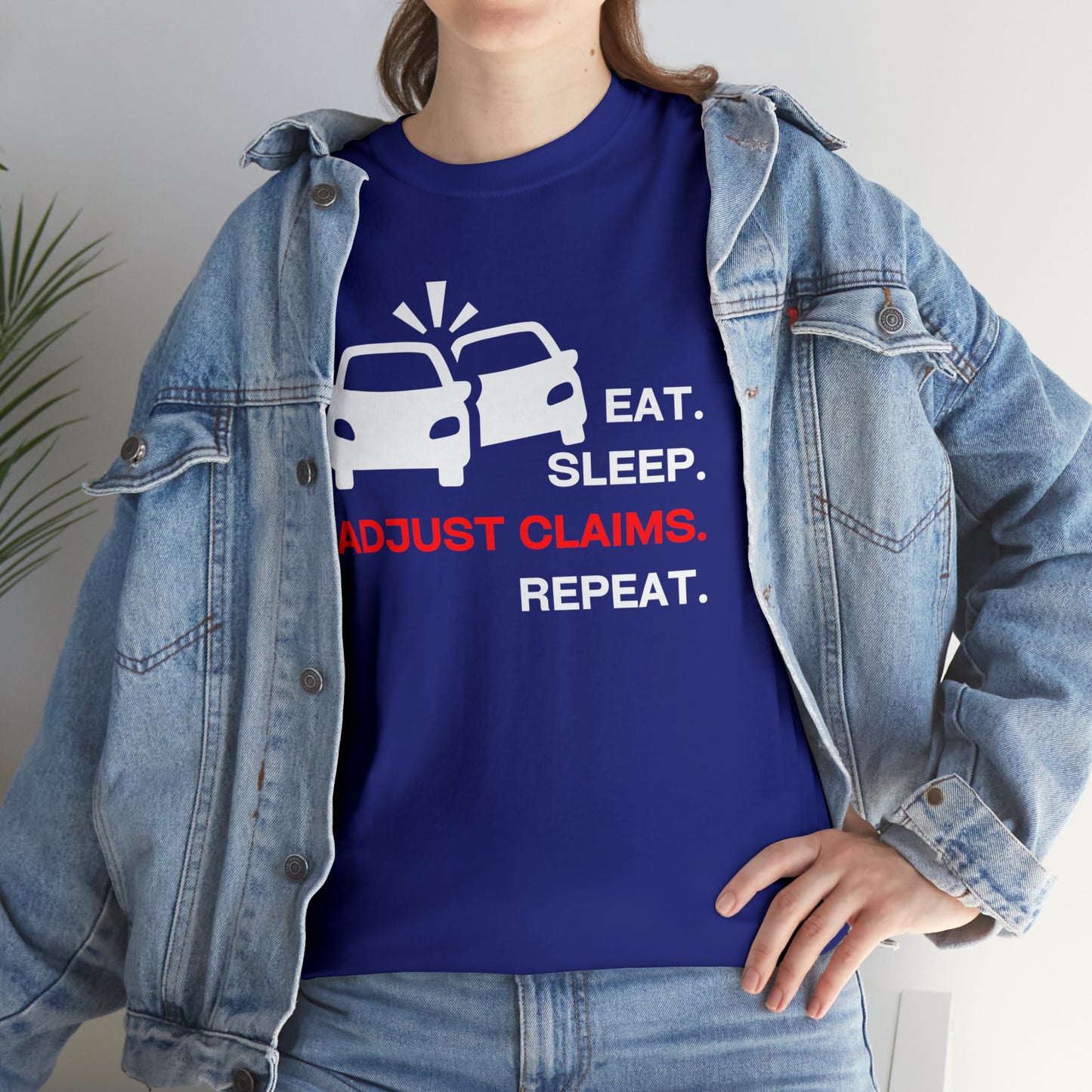 Claims Adjuster (Double Car/ White Print) Unisex Heavy Cotton Tee