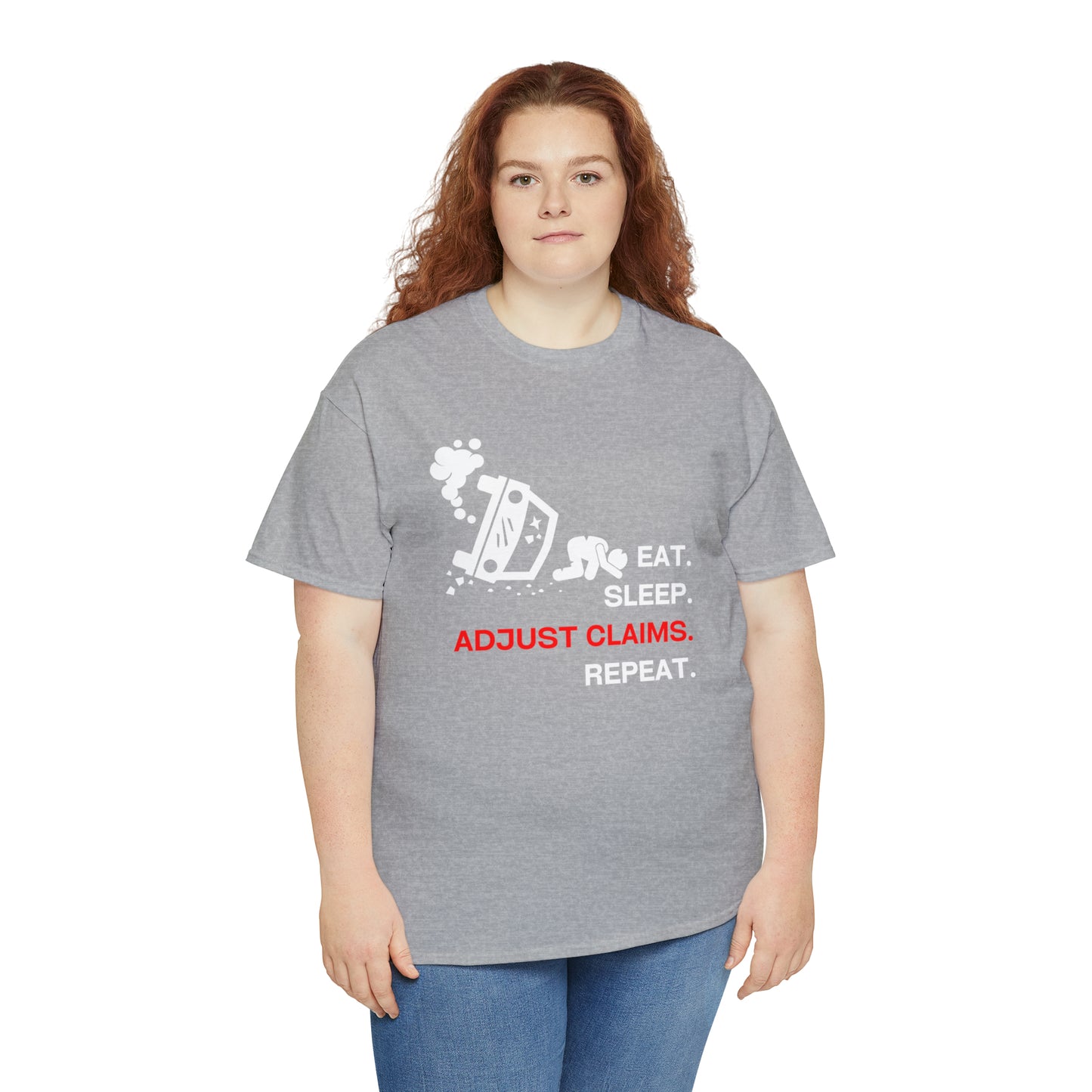 Claims Adjuster (Car Flip/Driver/White) Unisex Heavy Cotton Tee