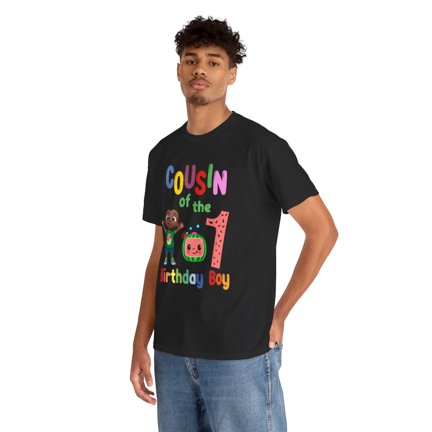Coco Melon - Birthday Boy- Age 1 - Cousin Heavy Cotton Tee