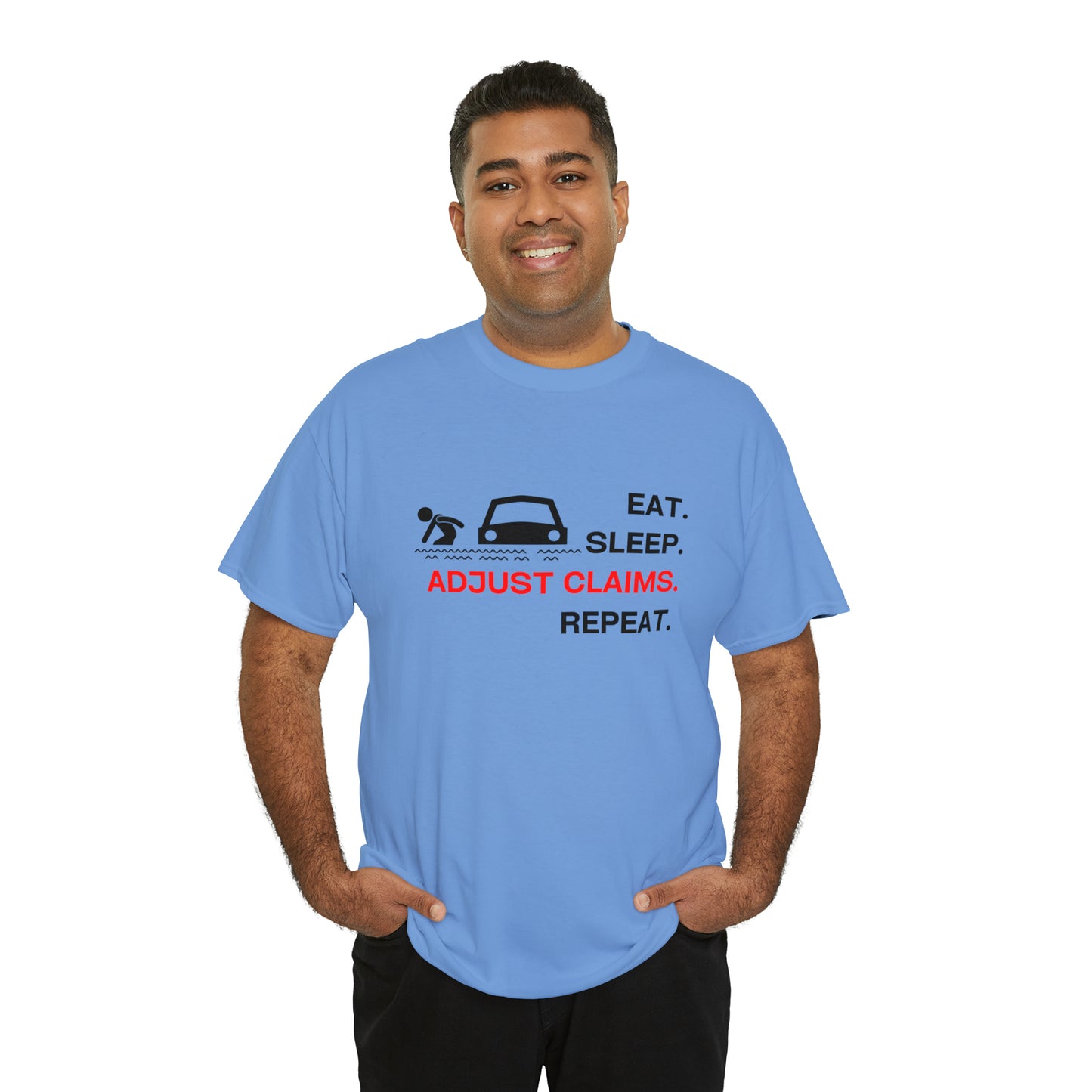 Claims Adjuster (Flooded Car / White) Unisex Heavy Cotton Tee