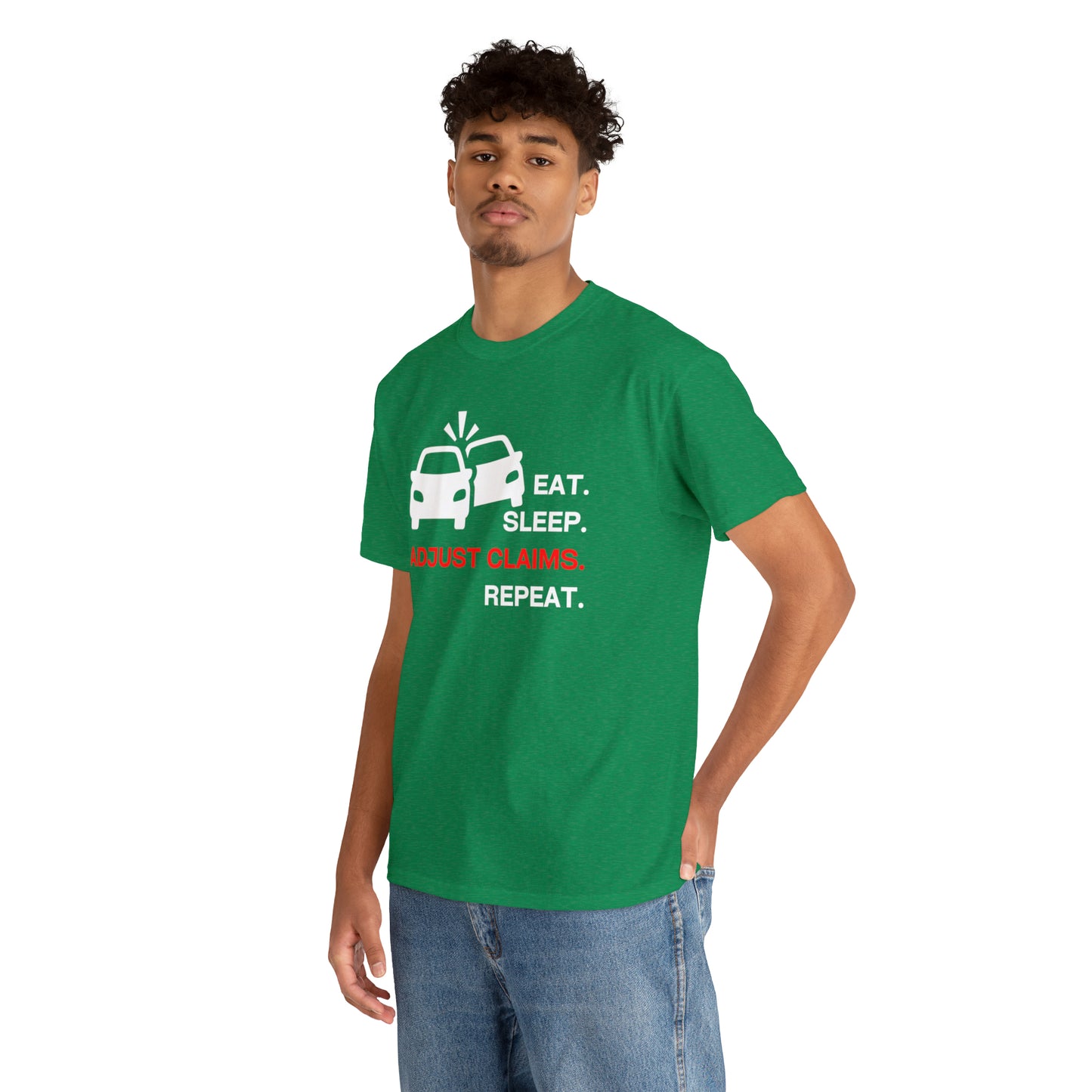 Claims Adjuster (Double Car/ White Print) Unisex Heavy Cotton Tee