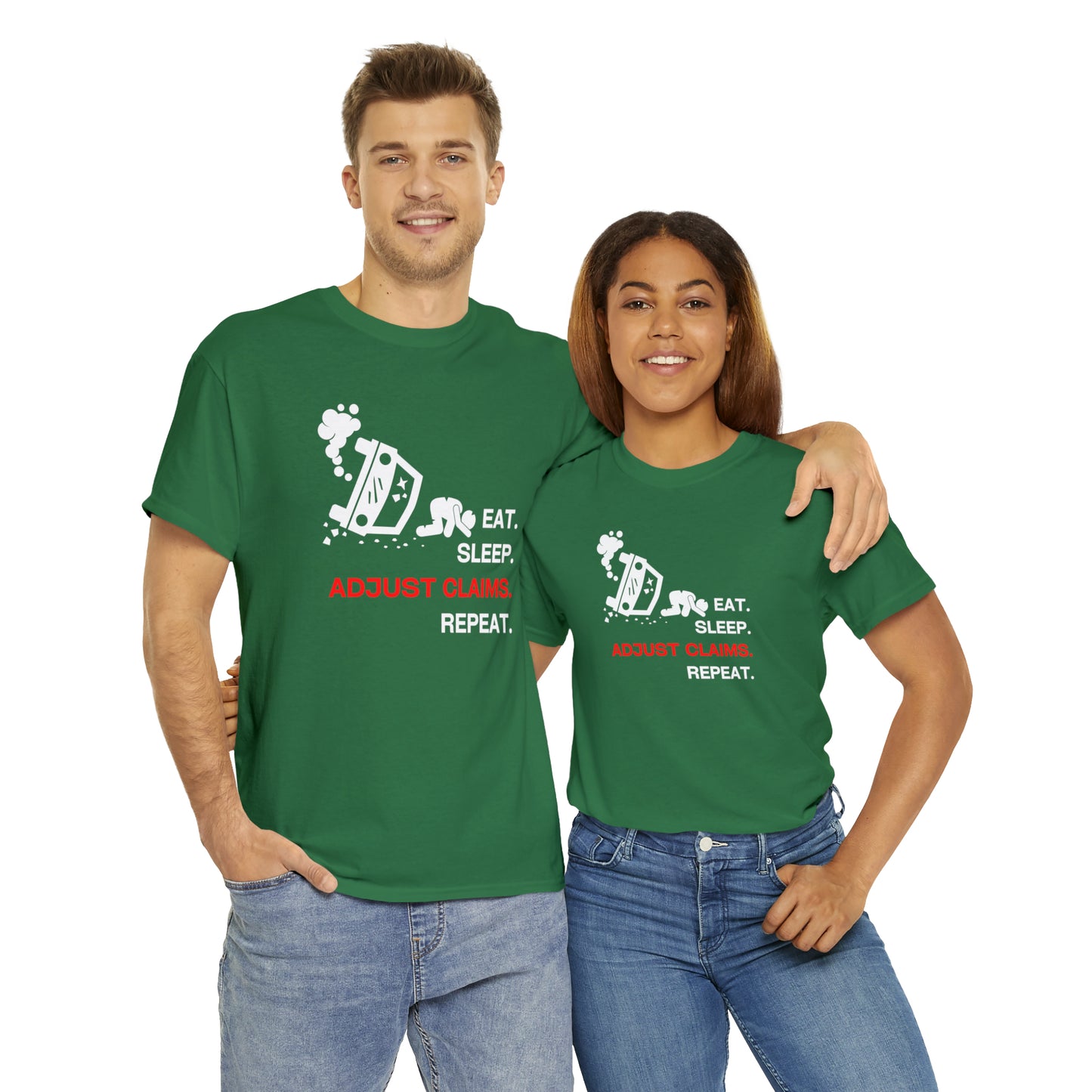 Claims Adjuster (Car Flip/Driver/White) Unisex Heavy Cotton Tee