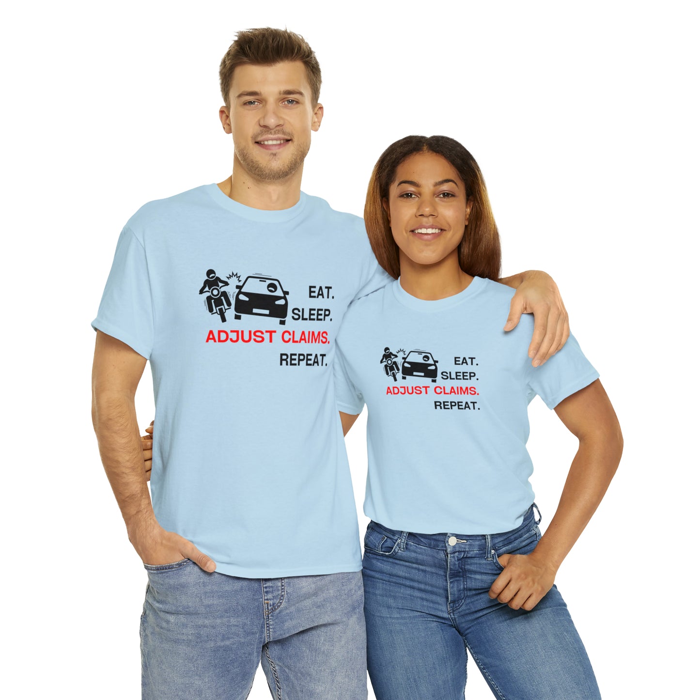 Claims Adjuster (Motorcyclist / Car / Black) Unisex Heavy Cotton Tee