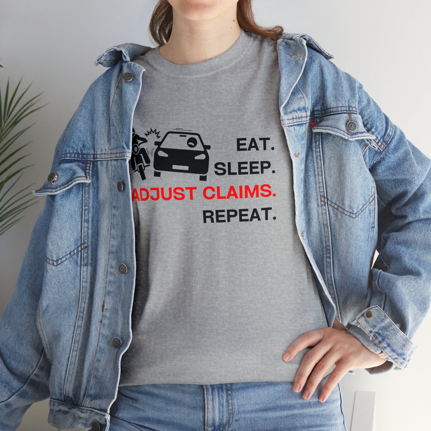 Claims Adjuster (Motorcyclist / Car / Black) Unisex Heavy Cotton Tee