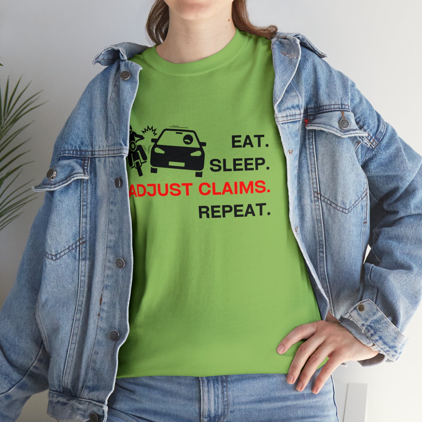 Claims Adjuster (Motorcyclist / Car / Black) Unisex Heavy Cotton Tee