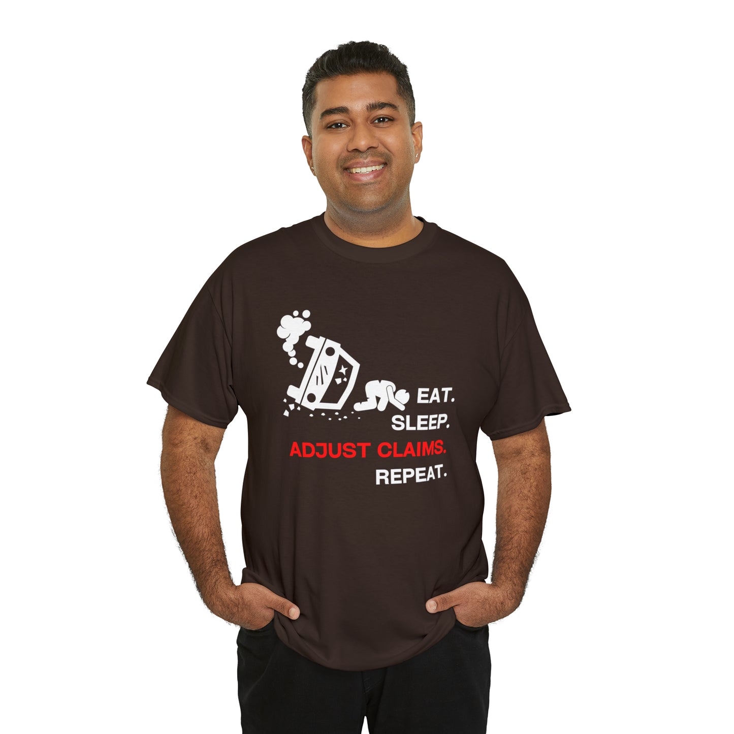 Claims Adjuster (Car Flip/Driver/White) Unisex Heavy Cotton Tee
