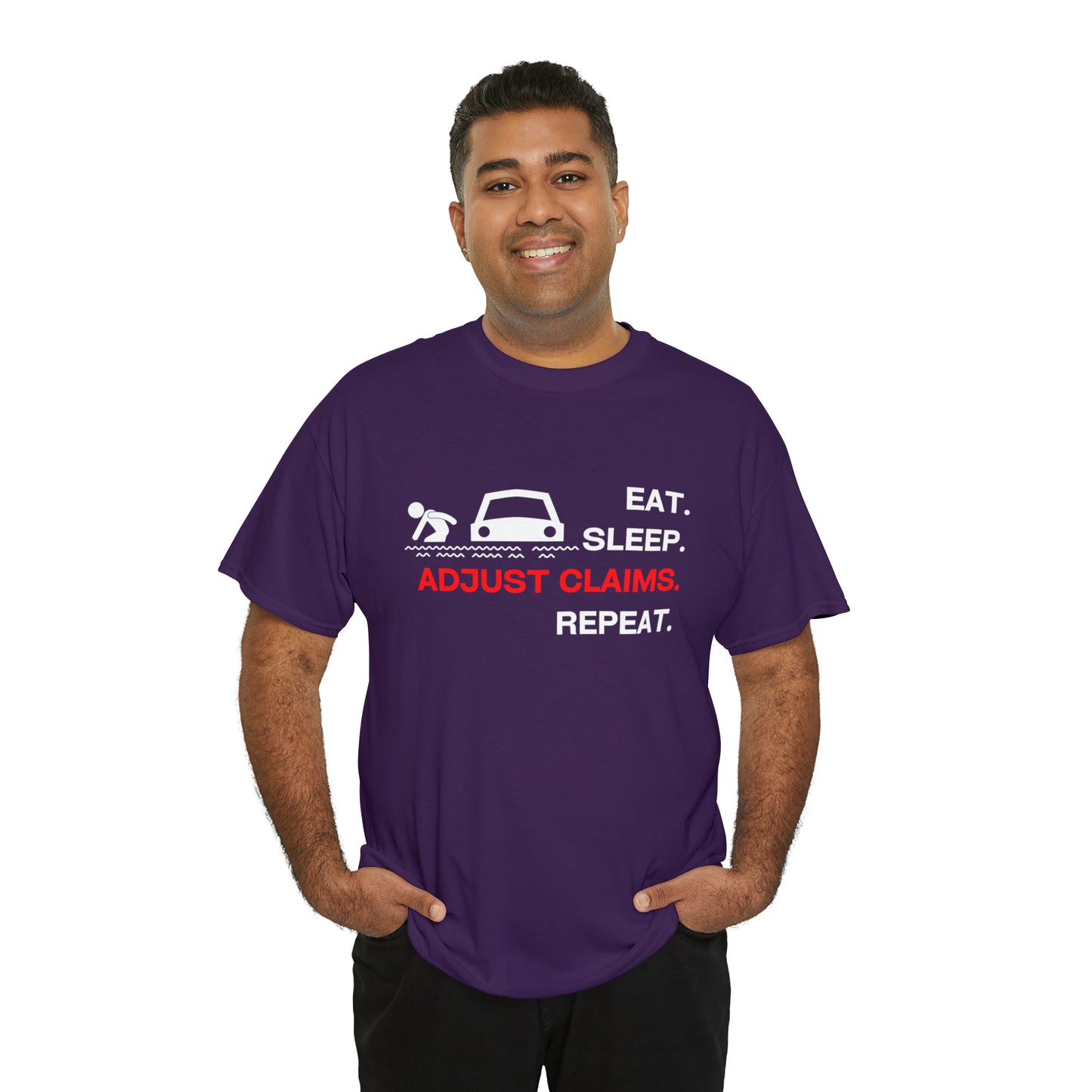 Claims Adjuster (Flooded Car / White) Unisex Heavy Cotton Tee