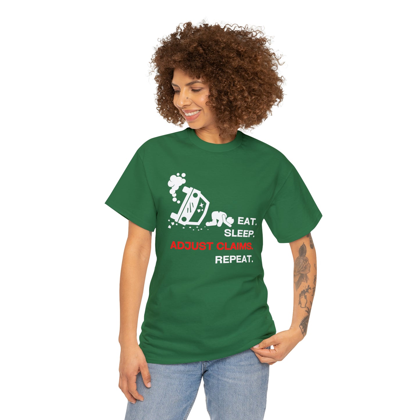 Claims Adjuster (Car Flip/Driver/White) Unisex Heavy Cotton Tee