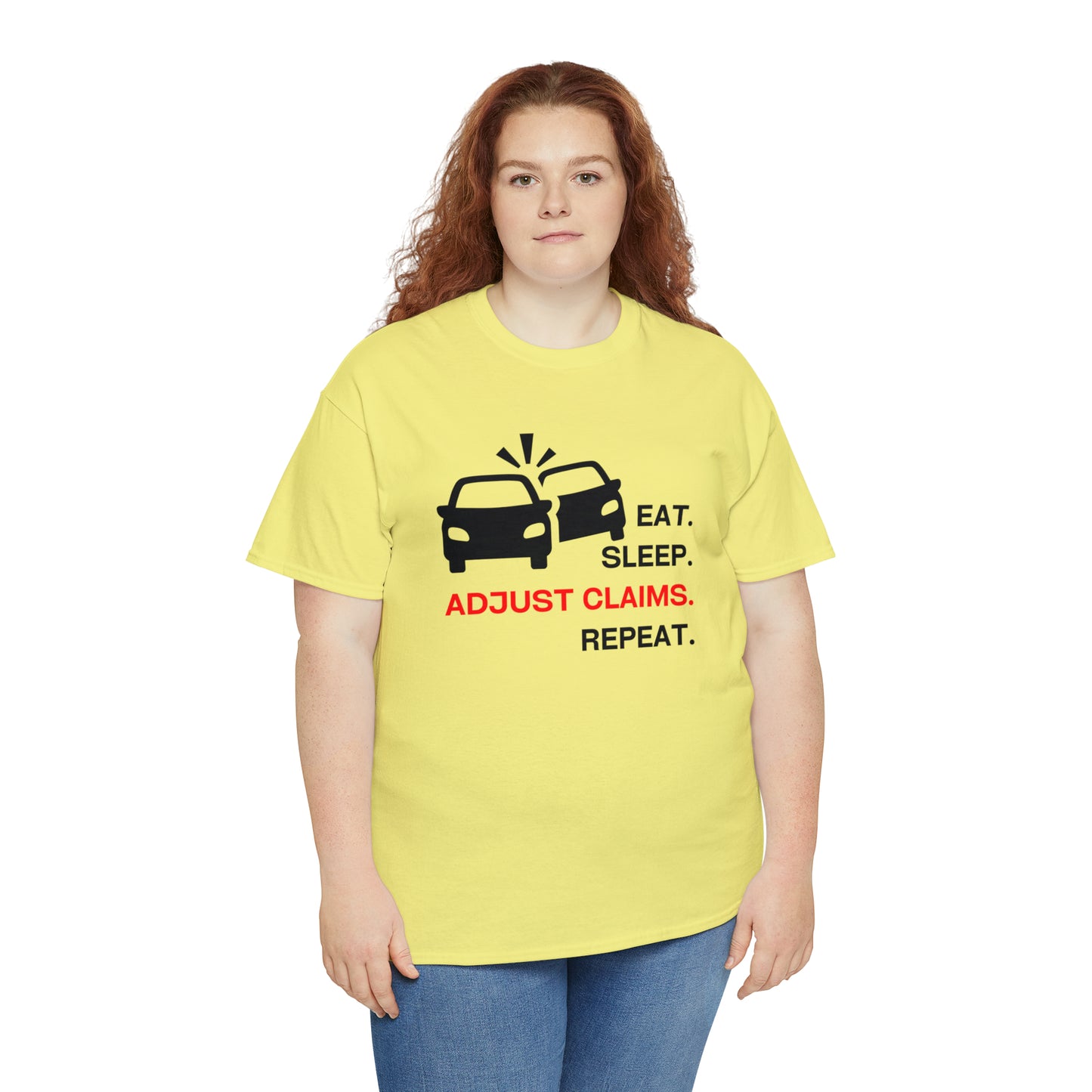 Claims Adjuster (Double Car/ Black Print) Unisex Heavy Cotton Tee