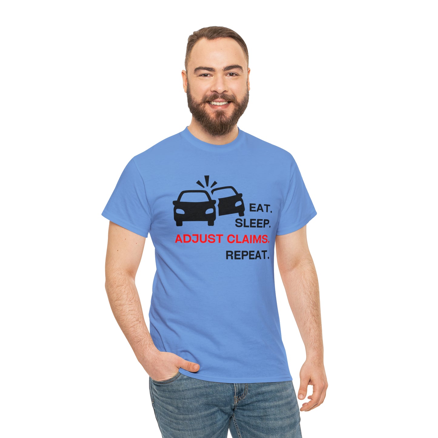 Claims Adjuster (Double Car/ Black Print) Unisex Heavy Cotton Tee