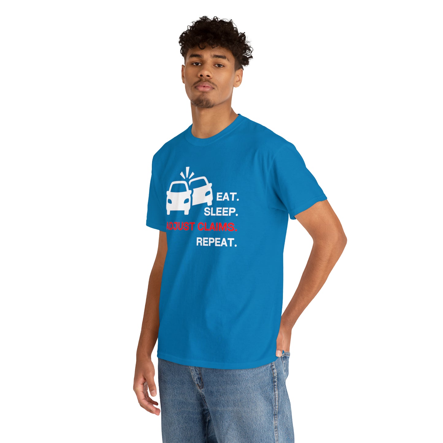Claims Adjuster (Double Car/ White Print) Unisex Heavy Cotton Tee