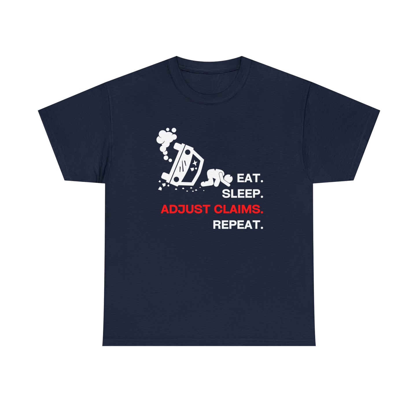 Claims Adjuster (Car Flip/Driver/White) Unisex Heavy Cotton Tee
