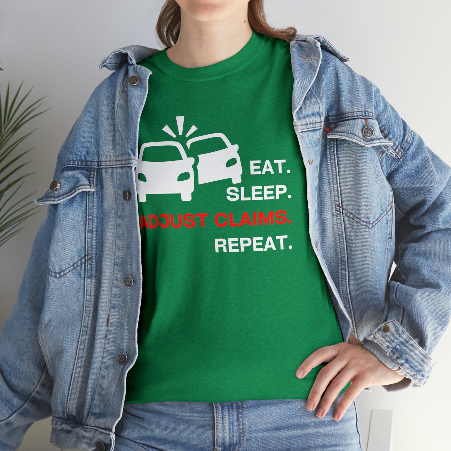 Claims Adjuster (Double Car/ White Print) Unisex Heavy Cotton Tee