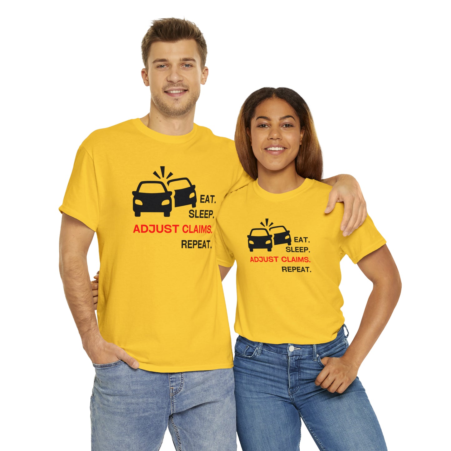 Claims Adjuster (Double Car/ Black Print) Unisex Heavy Cotton Tee