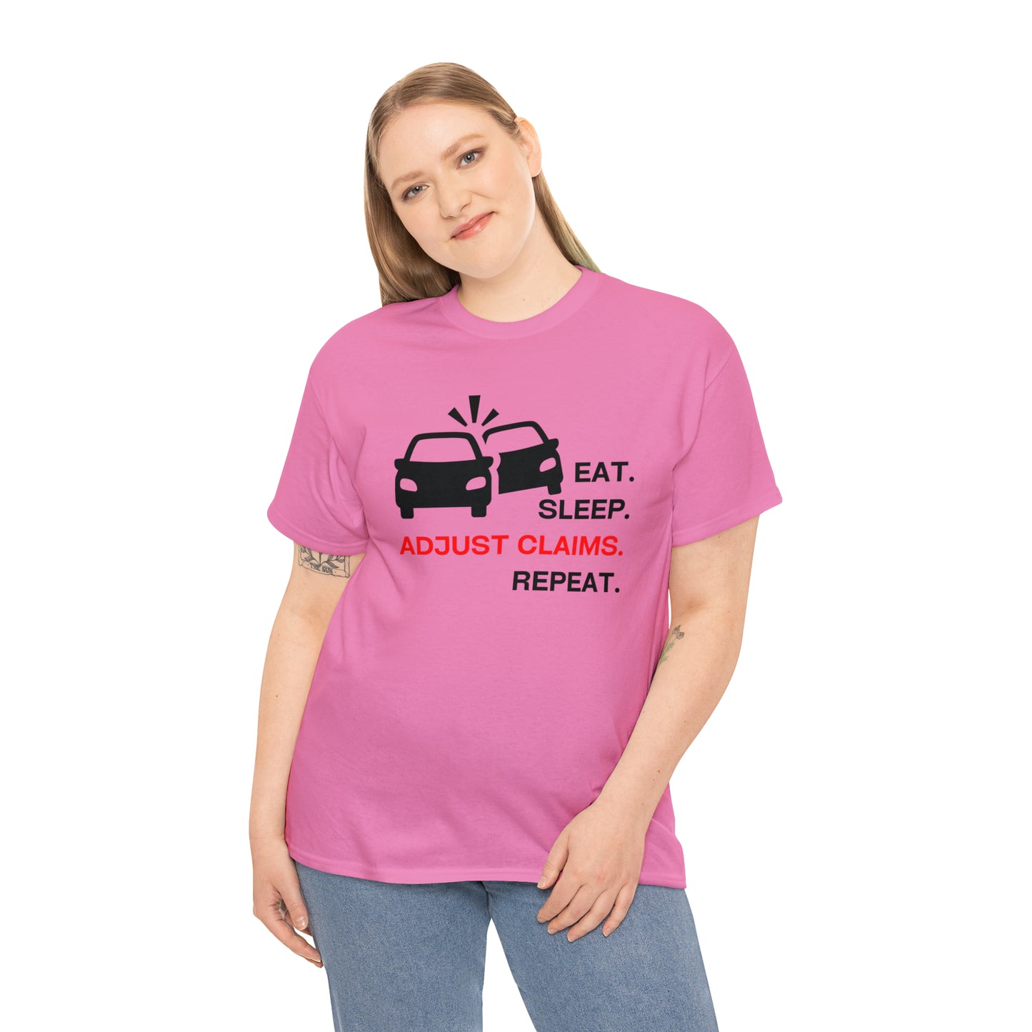 Claims Adjuster (Double Car/ Black Print) Unisex Heavy Cotton Tee