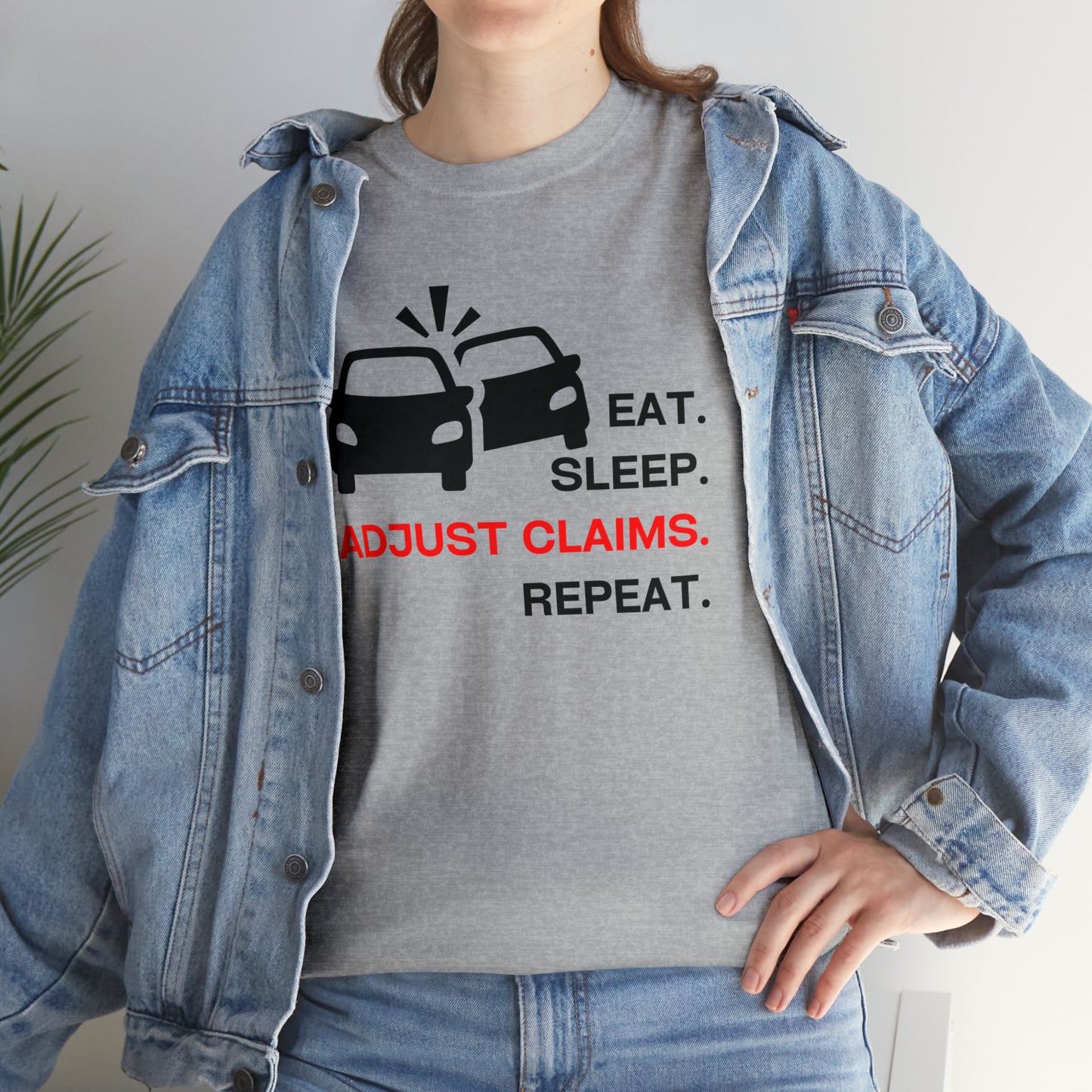 Claims Adjuster (Double Car/ Black Print) Unisex Heavy Cotton Tee