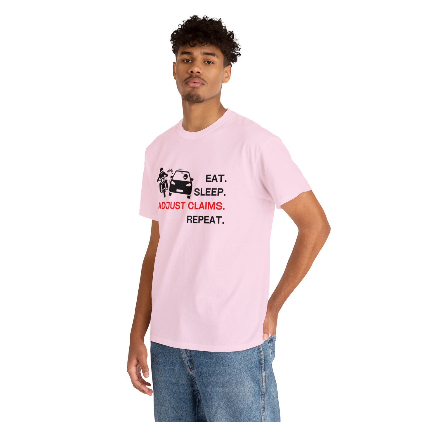 Claims Adjuster (Motorcyclist / Car / Black) Unisex Heavy Cotton Tee