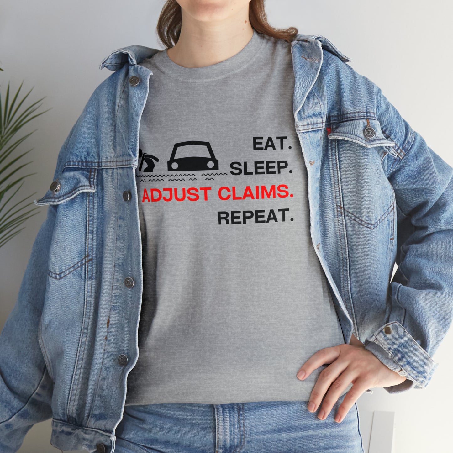 Claims Adjuster (Flooded Car / White) Unisex Heavy Cotton Tee