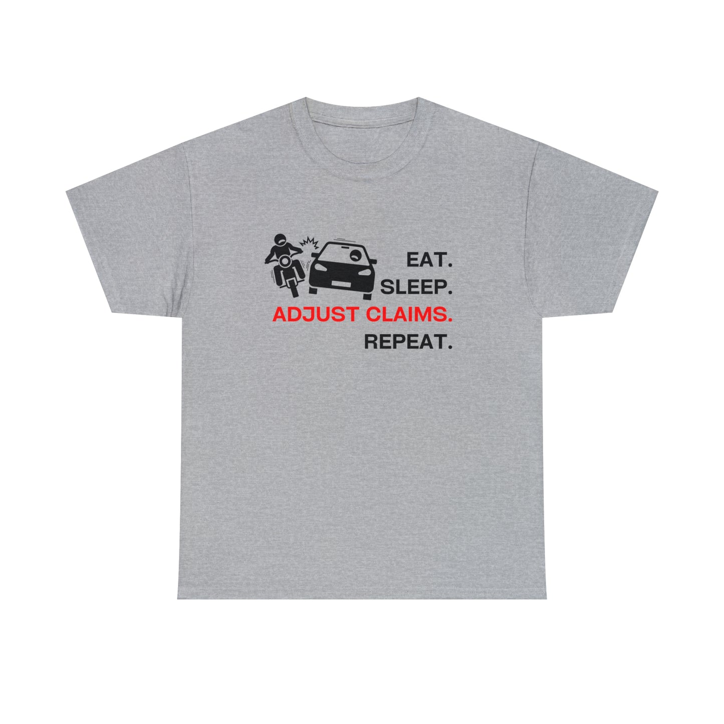 Claims Adjuster (Motorcyclist / Car / Black) Unisex Heavy Cotton Tee
