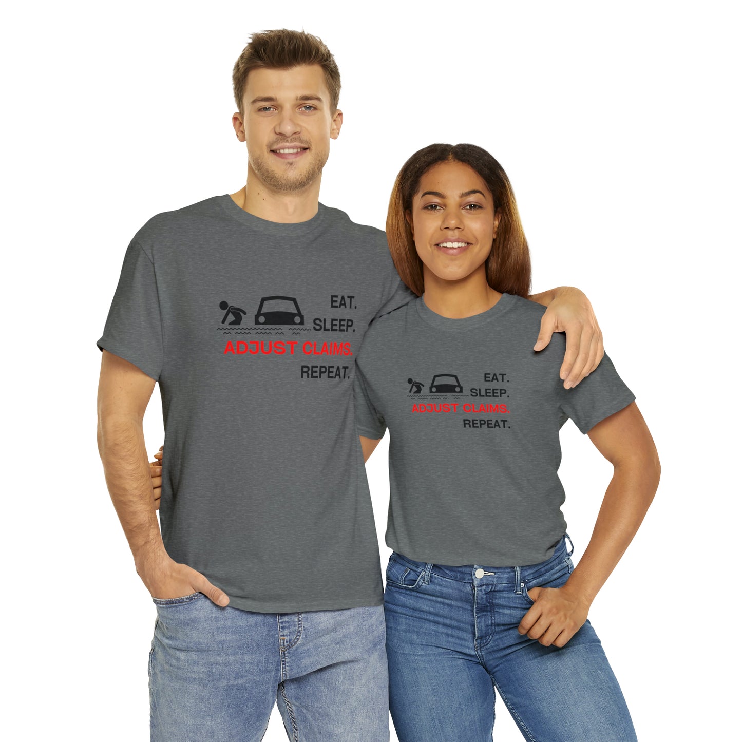 Claims Adjuster (Flooded Car / White) Unisex Heavy Cotton Tee
