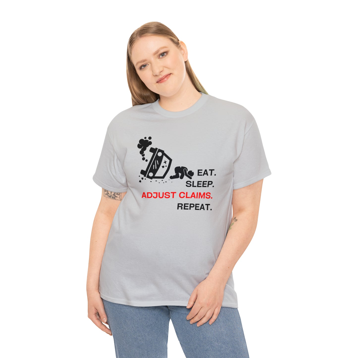 Claims Adjuster (Car Flip/Driver/Black) Unisex Heavy Cotton Tee