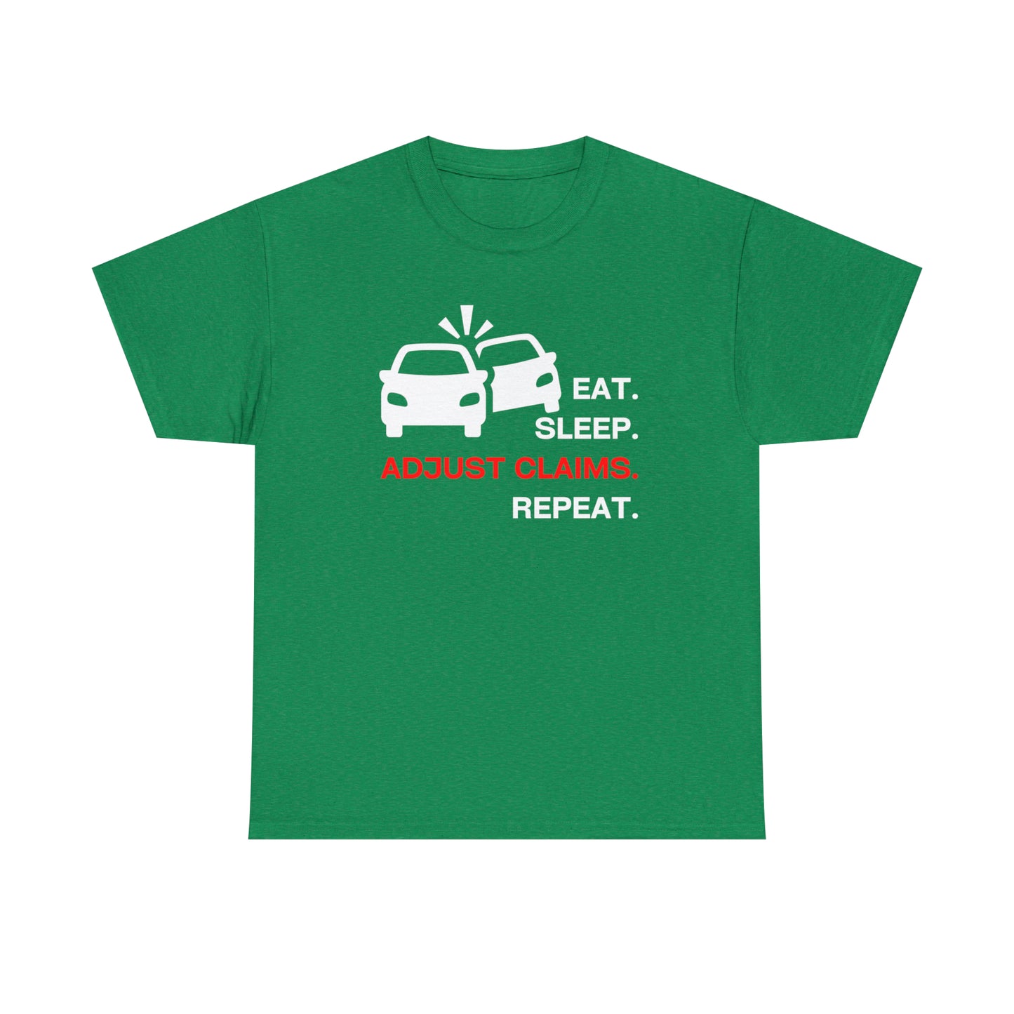 Claims Adjuster (Double Car/ White Print) Unisex Heavy Cotton Tee