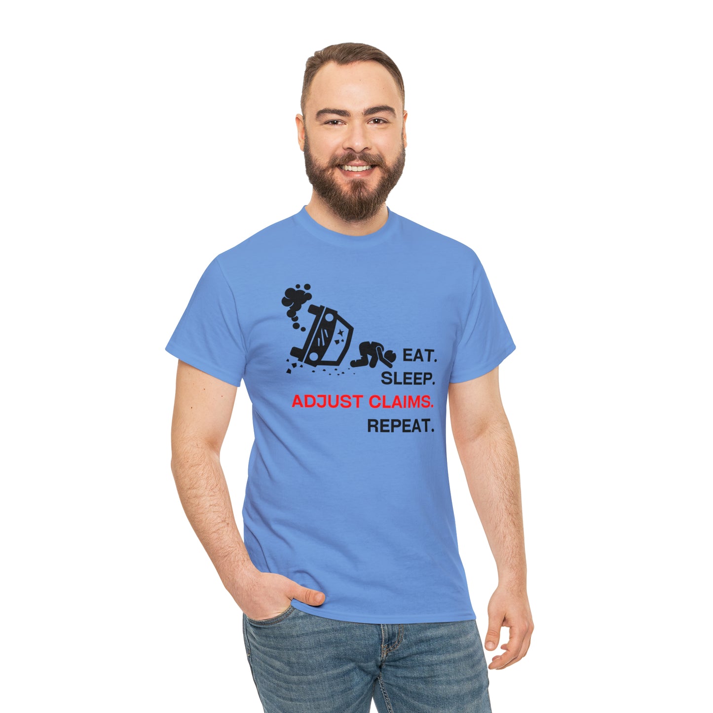 Claims Adjuster (Car Flip/Driver/Black) Unisex Heavy Cotton Tee