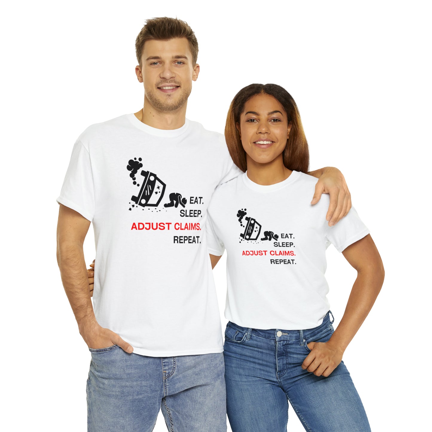 Claims Adjuster (Car Flip/Driver/Black) Unisex Heavy Cotton Tee